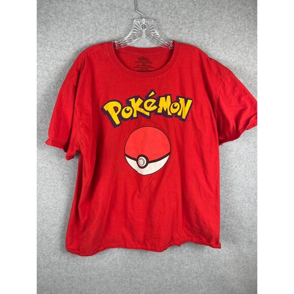 Pokemon Poke Ball T Shirt Men's Size 2XL Red 100% Cotton Anime‎ Cartoon Tee - Picture 1 of 6